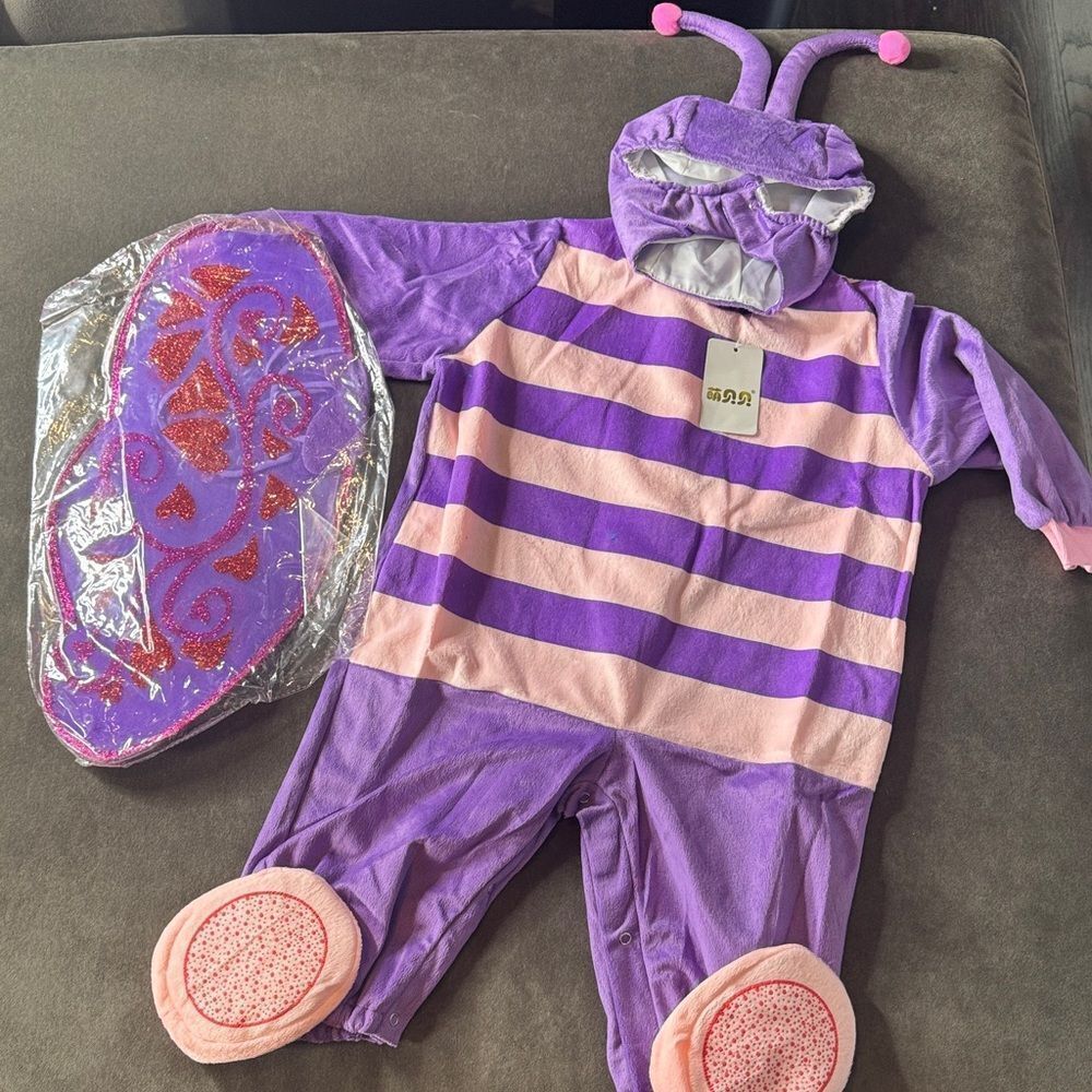 Kids Toddler Butterfly Purple and Pink Striped Costume Halloween Size 2T NEW